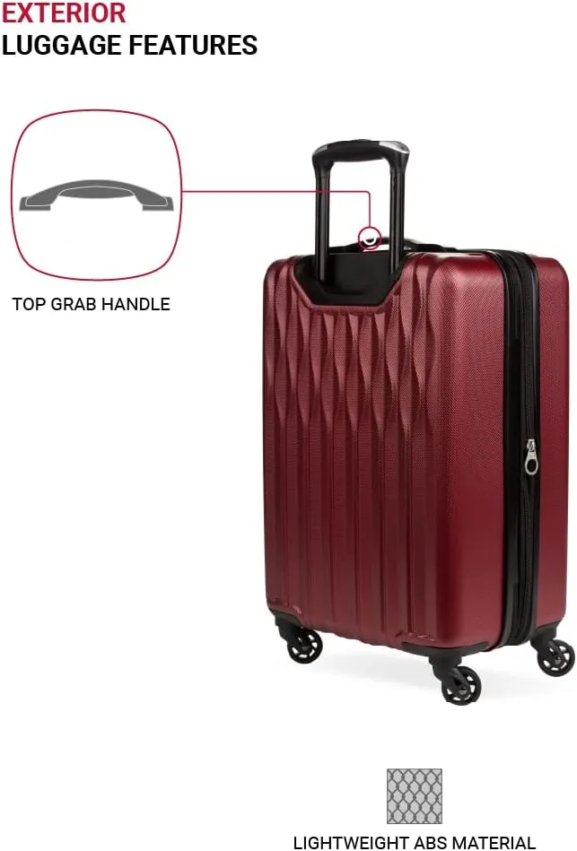 SwissGear 8018 Hardside Expandable Luggage with Spinner Wheels, Wine, Carry-On 20-Inch