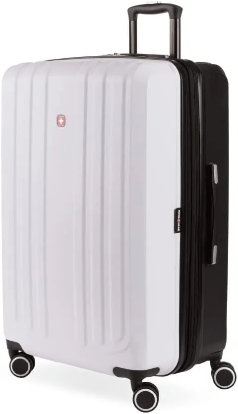 SwissGear 8028 Hardside Expandable Spinner Luggage, Black/White, Checked-Medium 24-Inch