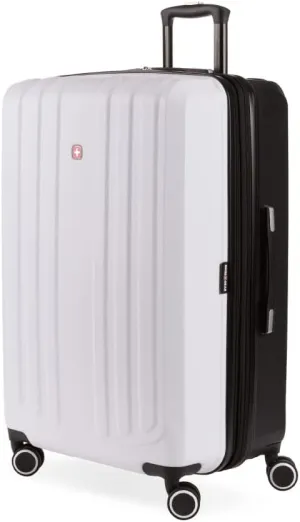 SwissGear 8028 Hardside Expandable Spinner Luggage, Black/White, Checked-Medium 24-Inch