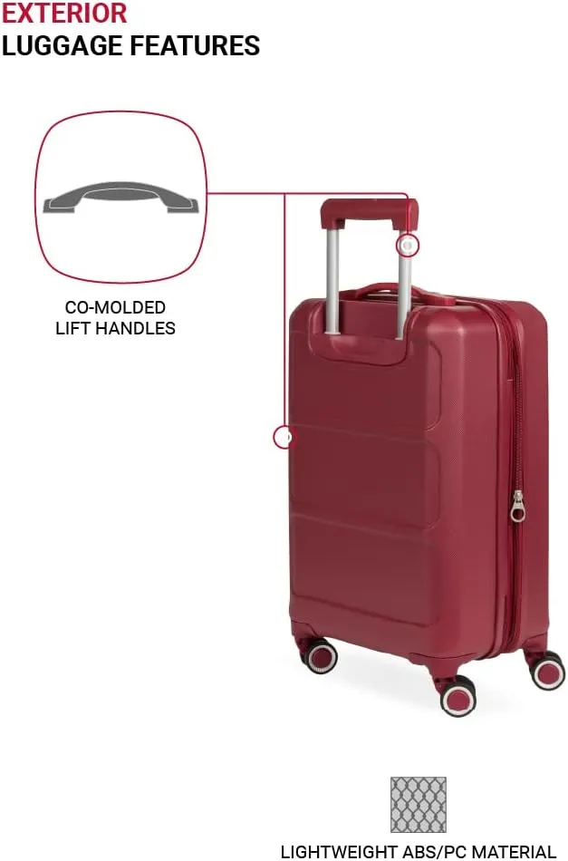 SwissGear 8090 Hardside Expandable Luggage with Spinner Wheels, Burgundy, Carry-On 20-Inch