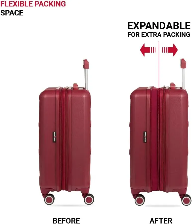 SwissGear 8090 Hardside Expandable Luggage with Spinner Wheels, Burgundy, Carry-On 20-Inch