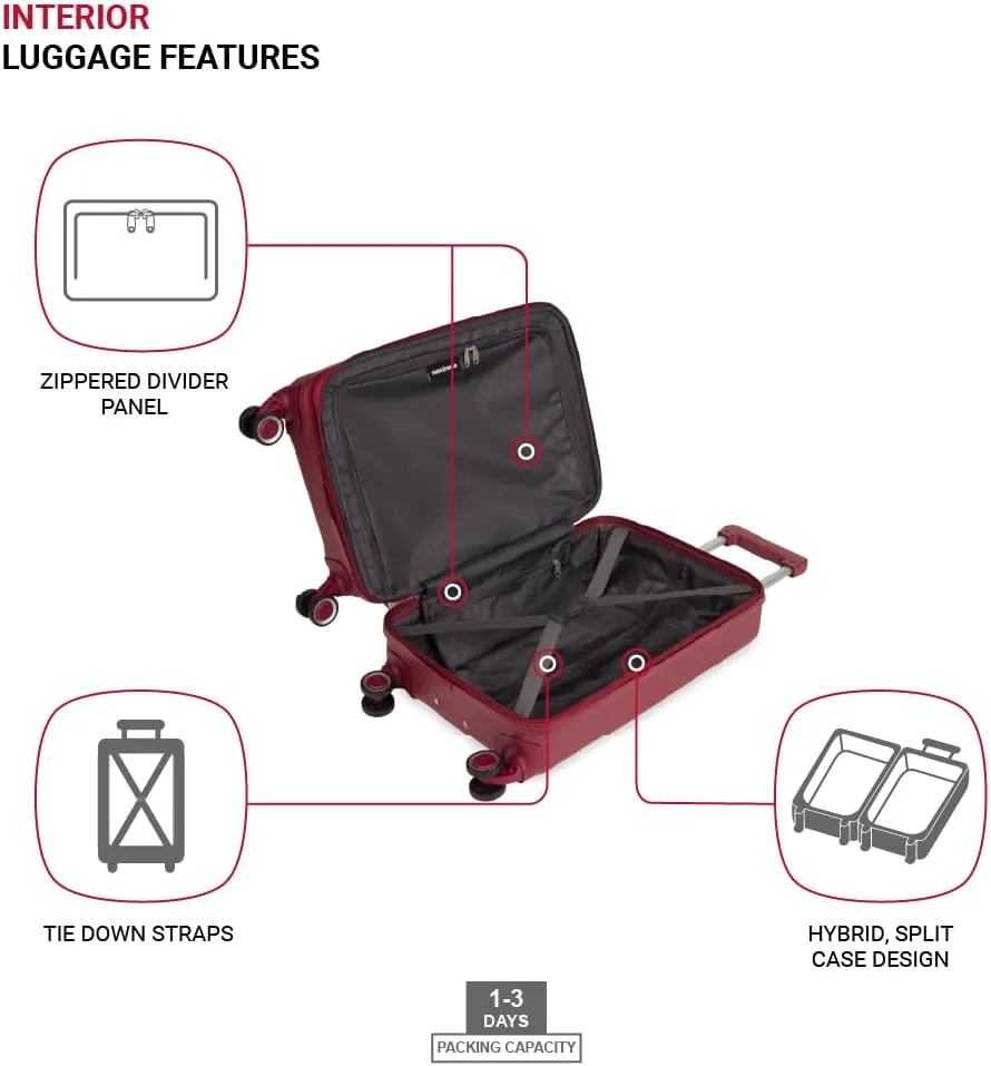 SwissGear 8090 Hardside Expandable Luggage with Spinner Wheels, Burgundy, Carry-On 20-Inch