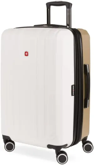 SwissGear Duet Hardside Expandable Luggage with Spinner Wheels, Ivory/Taupe, Checked-Medium 24-Inch