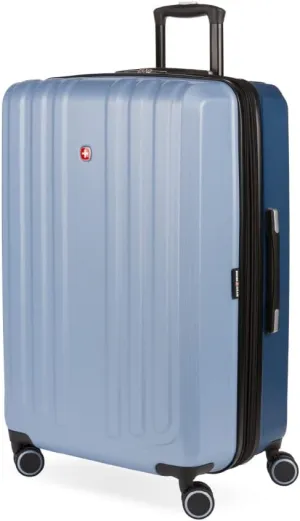 SwissGear Duet Hardside Expandable Luggage with Spinner Wheels, Light Blue/Navy, Checked-Large 28-Inch