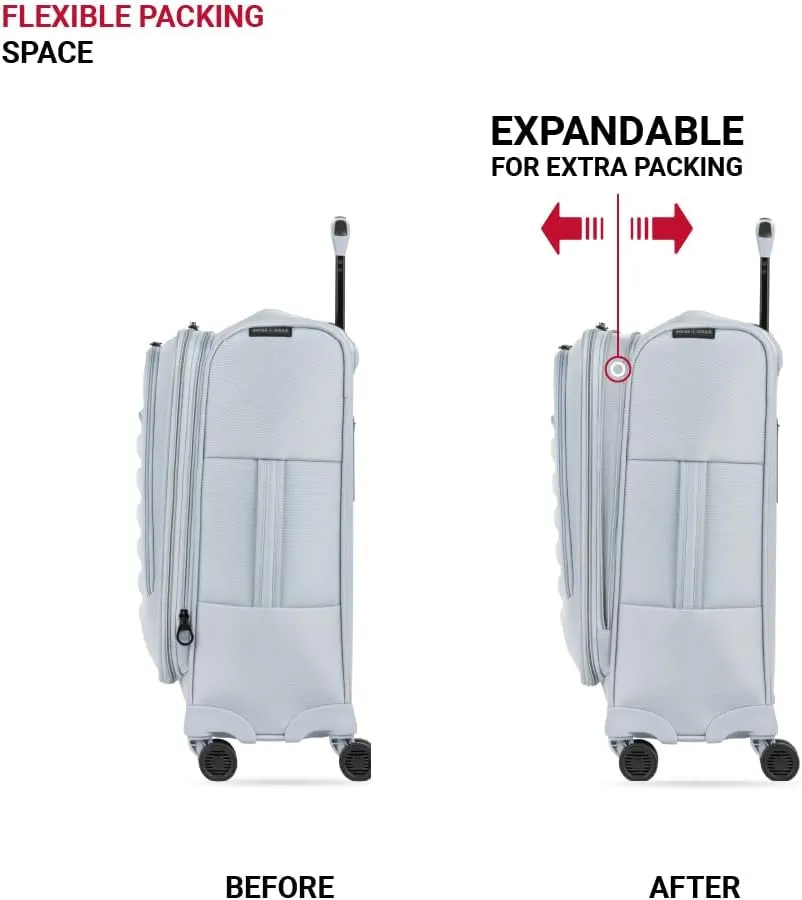 SwissGear Opulence Softside Expandable Luggage with Spinner Wheels, Light Blue, 3-Piece Set (21/25/29)