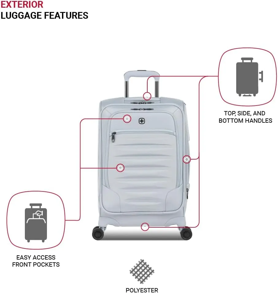 SwissGear Opulence Softside Expandable Luggage with Spinner Wheels, Light Blue, 3-Piece Set (21/25/29)