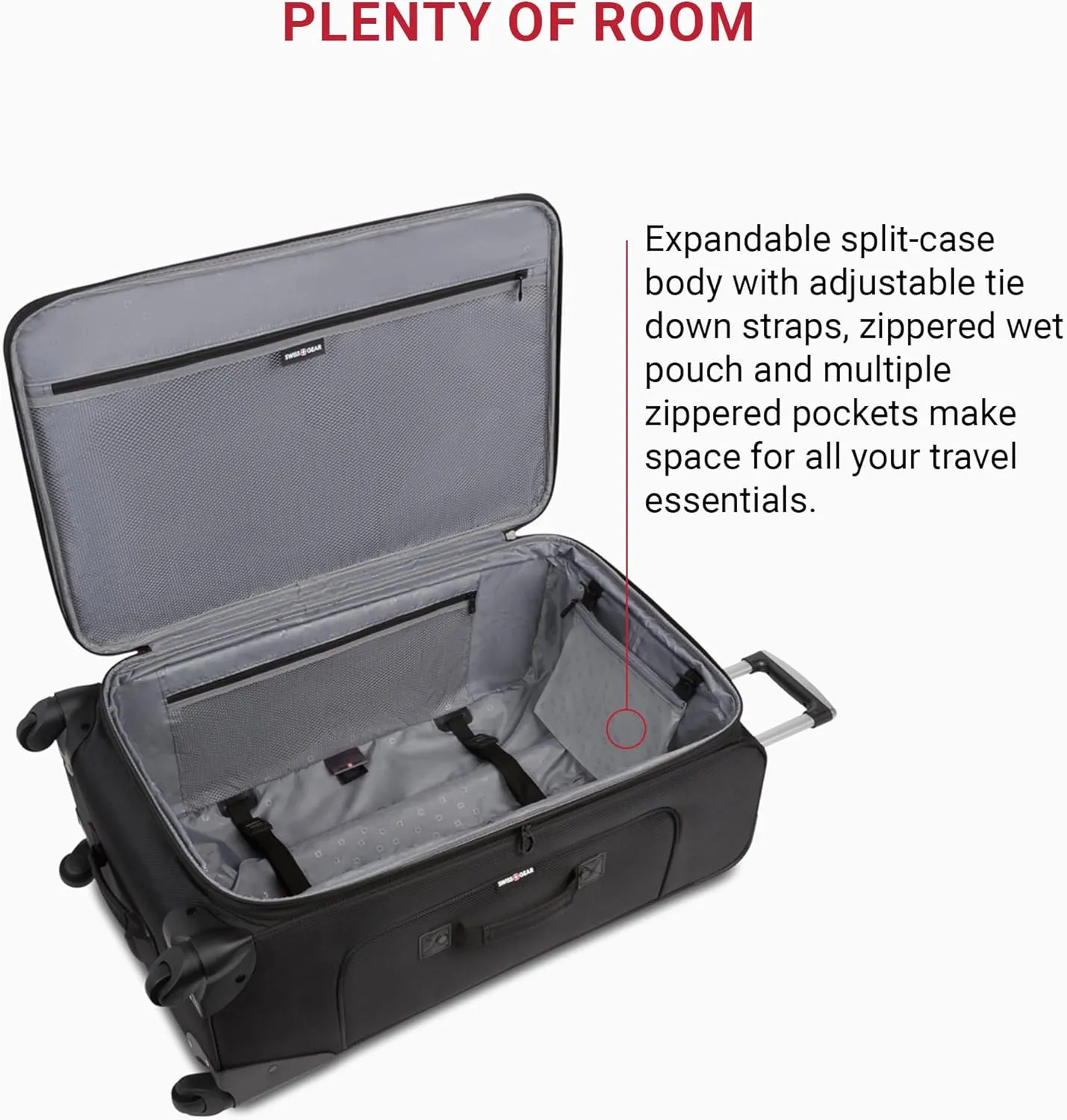 SwissGear Sion Softside Expandable Luggage, Black, 3-Piece Set (21/25/29)