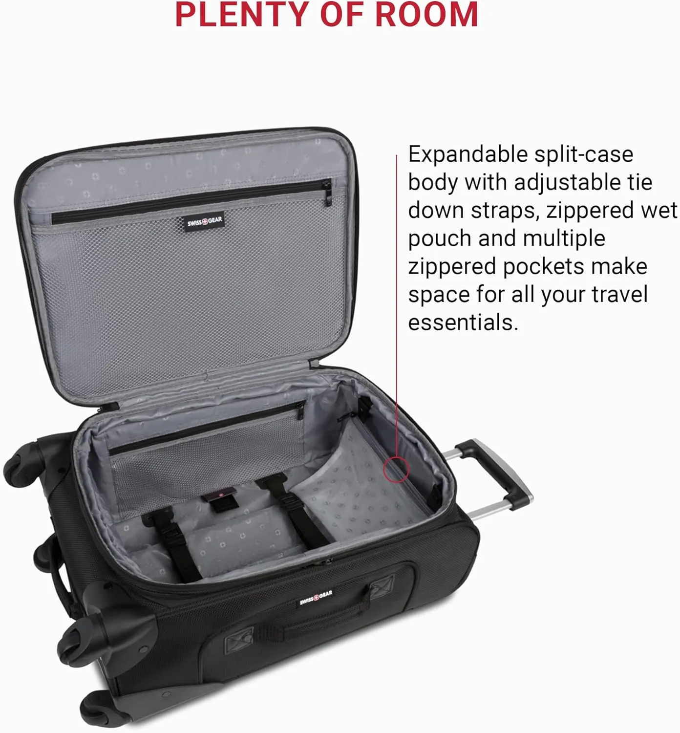 SwissGear Sion Softside Expandable Luggage, Black, Carry-On 21-Inch