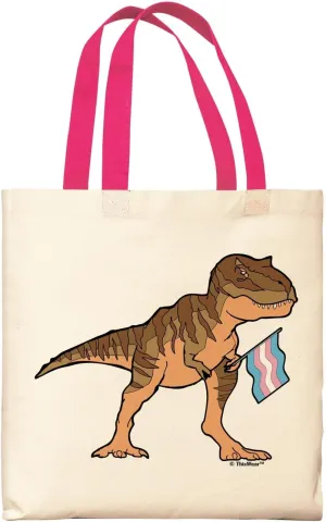 T-Rex With Trans Flag Canvas Tote Bag