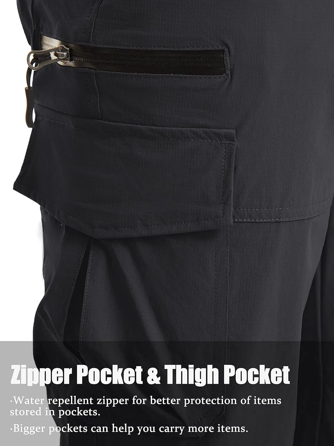 TACVASEN Men's Capri Pants Quick Dry Cargo Hiking Water Resistant Work Summer Long Shorts Below Knee