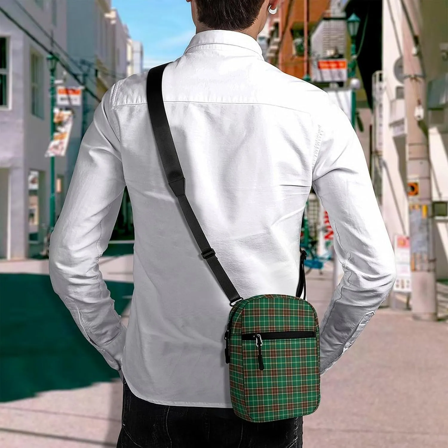 Tartan Province Grid Detachable Shoulder Strap Small Shoulder Bag Unisex