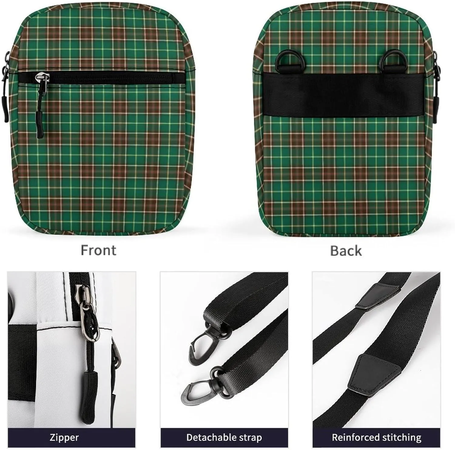 Tartan Province Grid Detachable Shoulder Strap Small Shoulder Bag Unisex