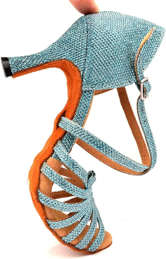 TDA Women's Peep Toe Glitter Synthetic Chacha Rumba Samba Salsa Tango Latin Modern Dance Shoes