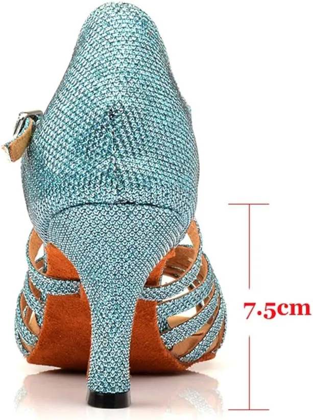 TDA Women's Peep Toe Glitter Synthetic Chacha Rumba Samba Salsa Tango Latin Modern Dance Shoes