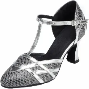 TDA Women's T-Strap Glitter Synthetic Salsa Tango Ballroom Latin Party Dance Shoes