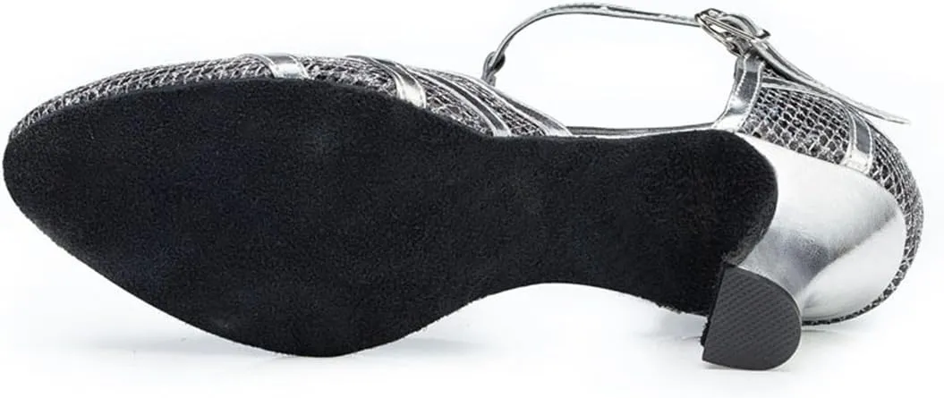TDA Women's T-Strap Glitter Synthetic Salsa Tango Ballroom Latin Party Dance Shoes