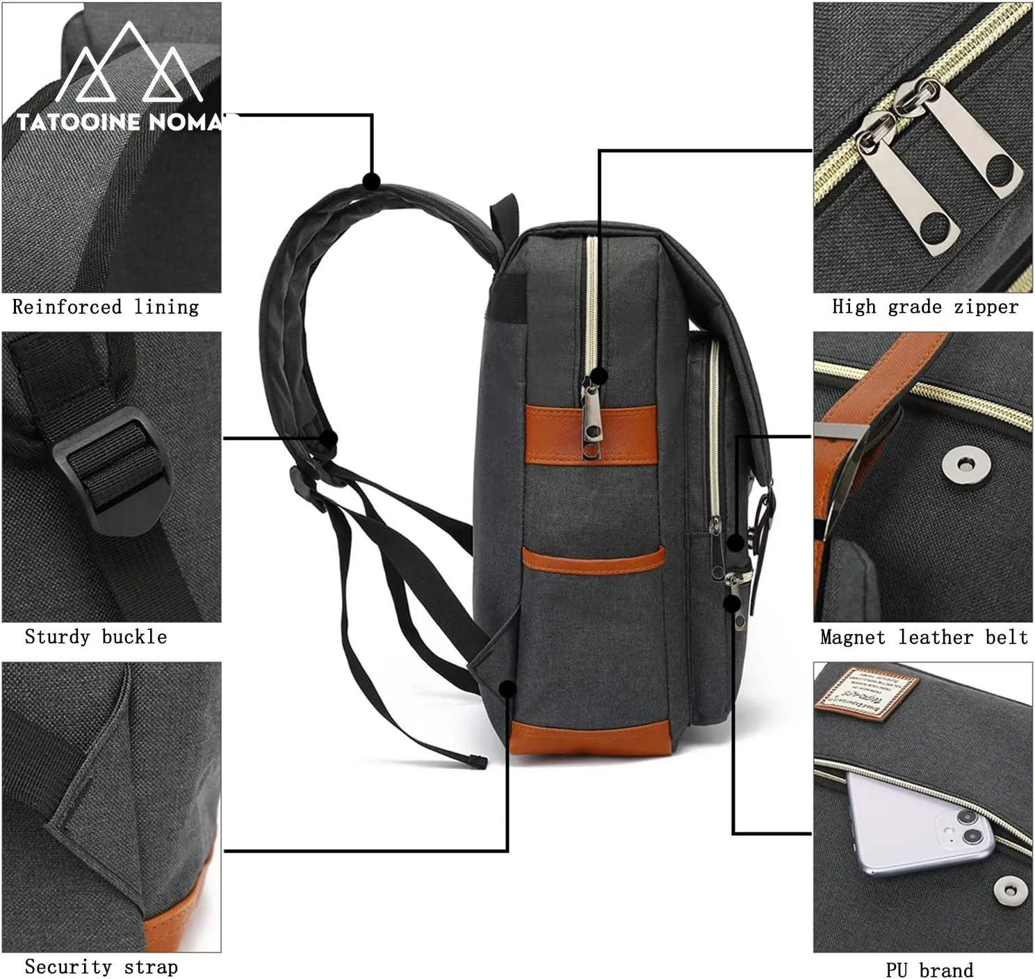 Tear Resistant Slim Laptop Backpack for Travel & College