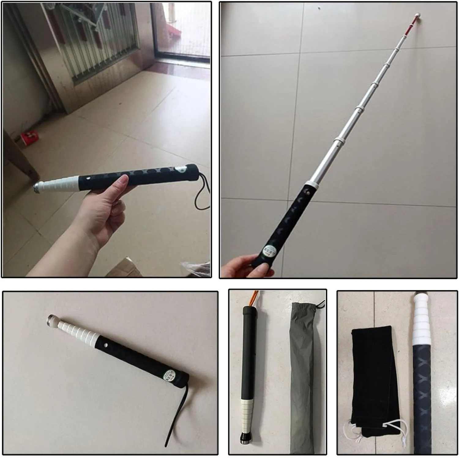 Telescopic Blind Cane - Titanium Alloy Folding Climber Cane That, for The Blind or Visually Impaire, Lnclude Nylon Bag   Optional Crutch tip(A,118cm/46.5in)