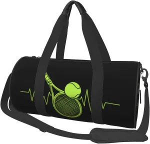 Tennis Player Retro Sport Racket & Tennis Ball Heartbeat Duffel Bag Gym Bag Travel Sports Tote Large Foldable Beach Swim Yoga2
