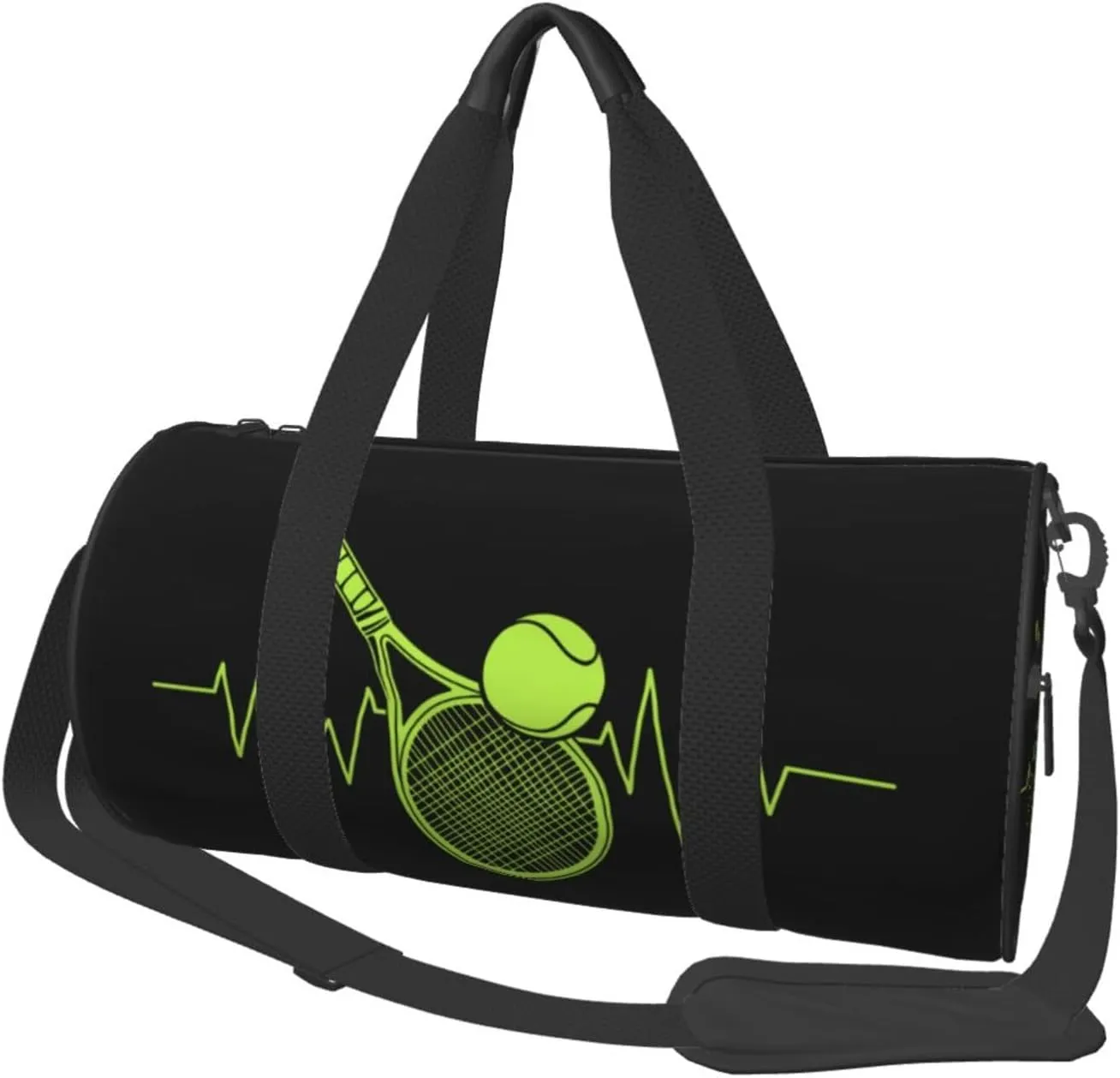 Tennis Player Retro Sport Racket & Tennis Ball Heartbeat Duffel Bag Gym Bag Travel Sports Tote Large Foldable Beach Swim Yoga2