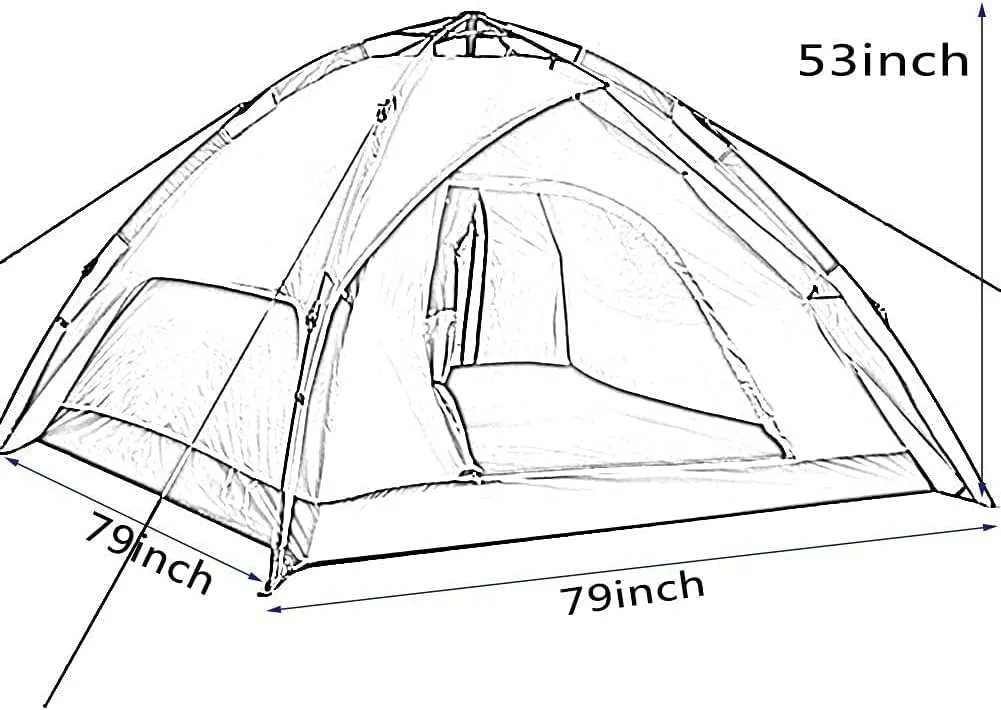 Tent,Camping Family Waterproof Camping Tent,Outdoor Double Layer Ventilation 3-4 People Orange