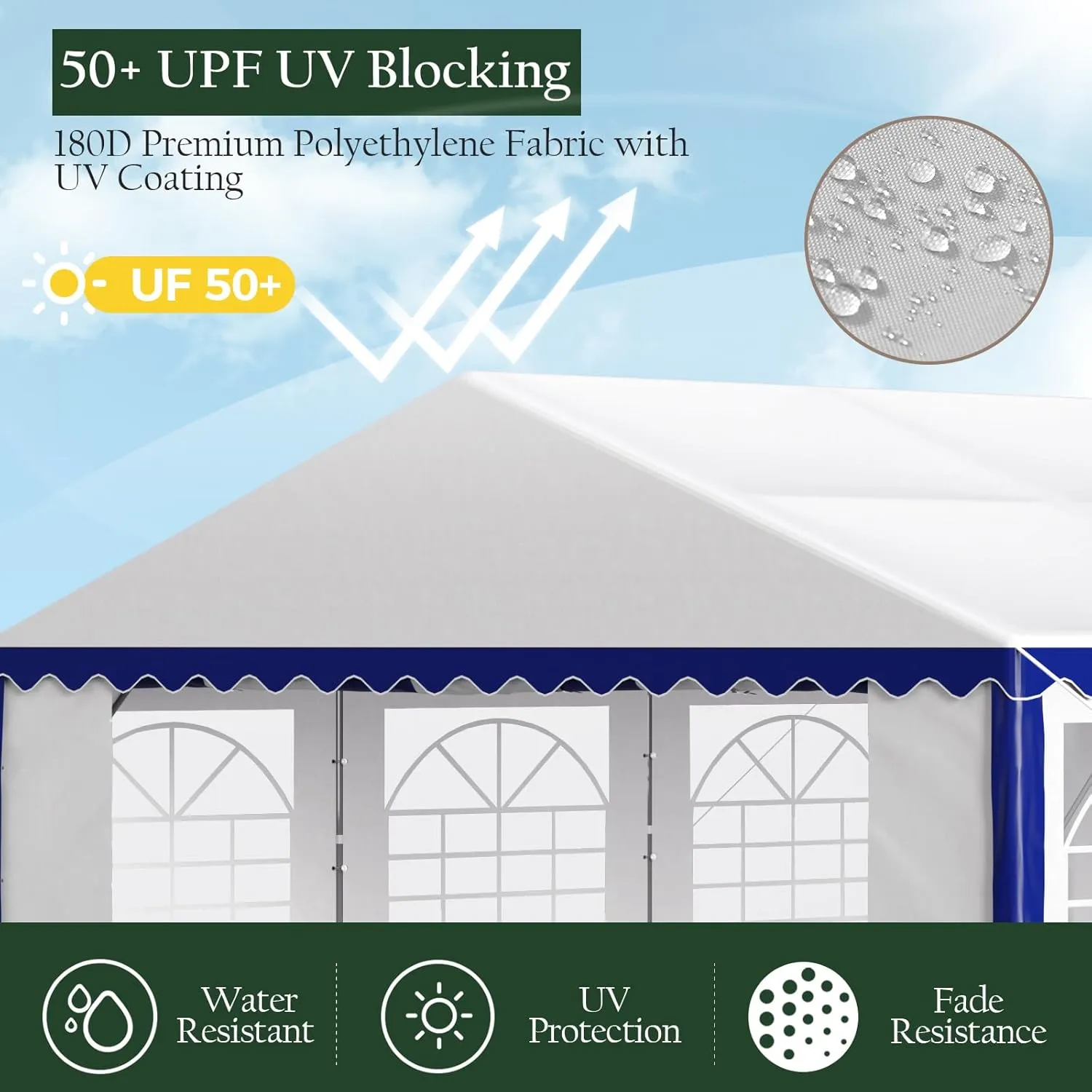Tents for Parties Party Tent 20x40 ft, Outdoor Canopy Carpas para Fiestas Heavy Duty, Large Waterproof Patio Event Wedding Tent White & Blue with Sidewalls Walls for Backyard