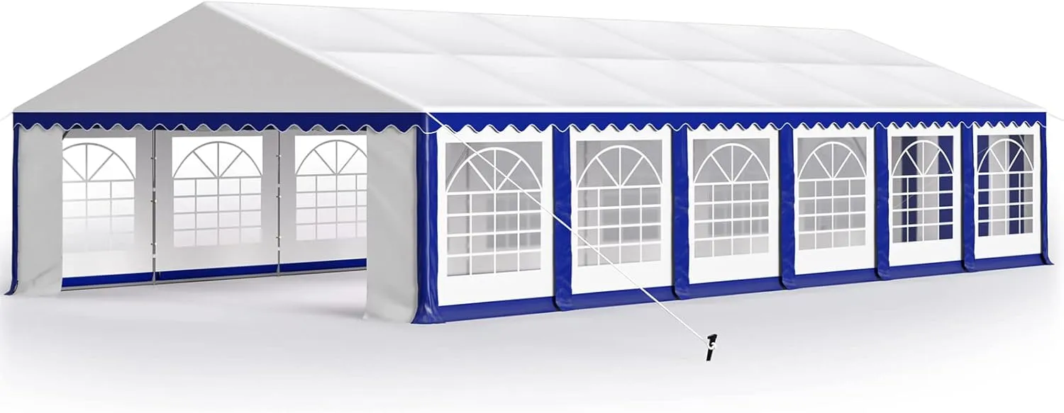 Tents for Parties Party Tent 20x40 ft, Outdoor Canopy Carpas para Fiestas Heavy Duty, Large Waterproof Patio Event Wedding Tent White & Blue with Sidewalls Walls for Backyard