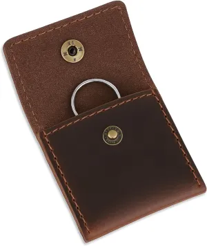 The Antiq Leather Ring Pouch, Brown Leather Jewelry Holder, Wedding Case for Men and Women - Full Grain Pouch for Engagement Handcrafted Bridal Jewellery Storage, Guitar Picks Camera SD Card Holder