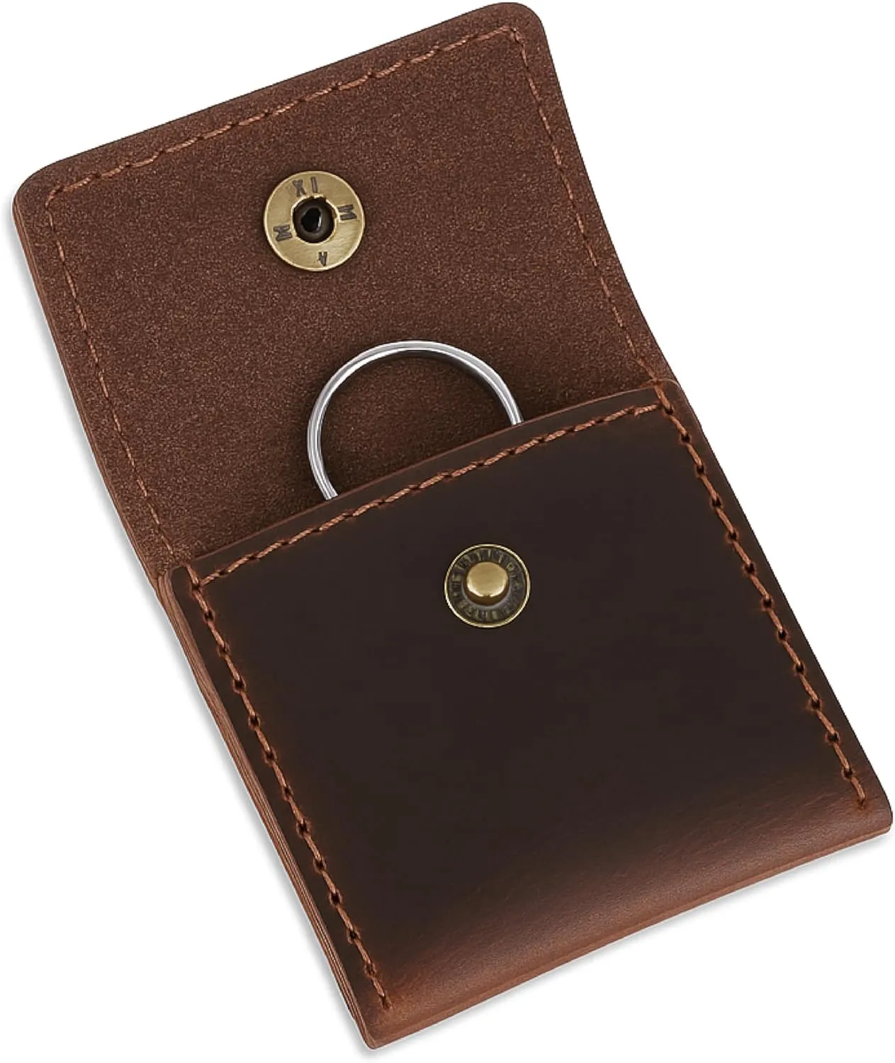 The Antiq Leather Ring Pouch, Brown Leather Jewelry Holder, Wedding Case for Men and Women - Full Grain Pouch for Engagement Handcrafted Bridal Jewellery Storage, Guitar Picks Camera SD Card Holder