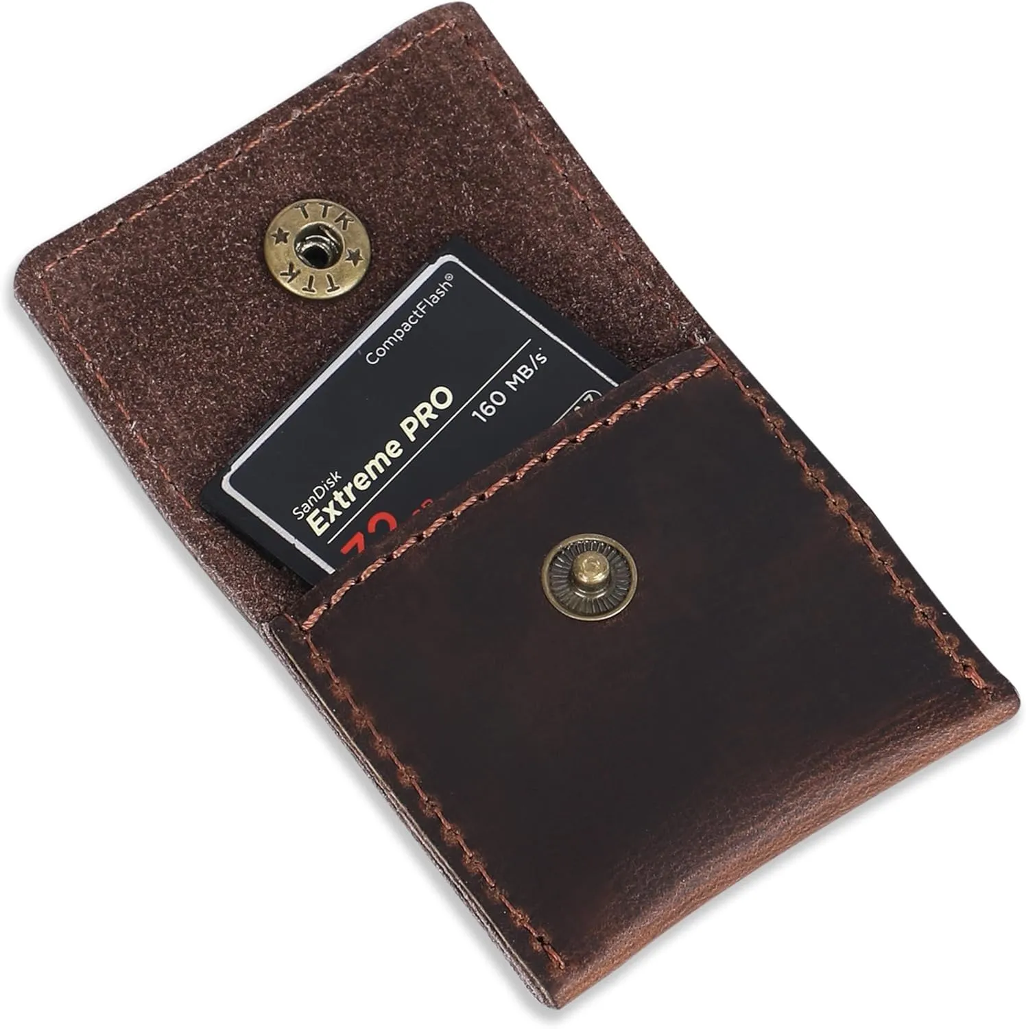 The Antiq Leather Ring Pouch, Brown Leather Jewelry Holder, Wedding Case for Men and Women - Full Grain Pouch for Engagement Handcrafted Bridal Jewellery Storage, Guitar Picks Camera SD Card Holder
