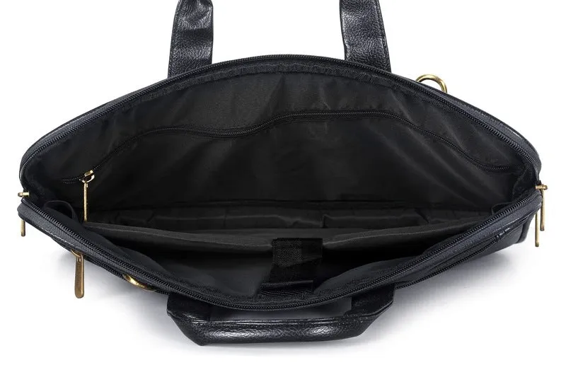 THE CLOWNFISH Cadmus Faux Leather Slim Expandable 15.6 inch Laptop Messenger Bag Laptop Briefcase (Black)