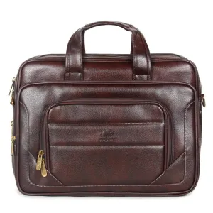 THE CLOWNFISH Faux Leather Expandable Capacity 15.6 inch Laptop Messenger Bag Briefcase (Dark Brown)
