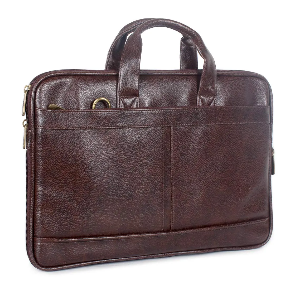 THE CLOWNFISH Unisex Faux Leather Slim Expandable 15.6 Inch Laptop Messenger Bag Briefcase (Dark Brown)