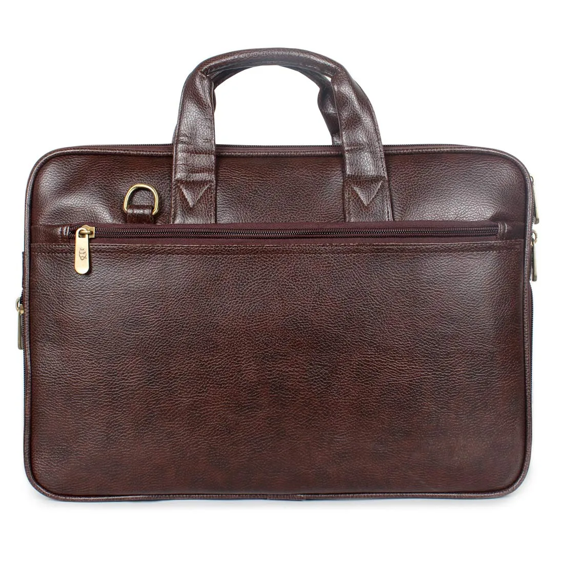 THE CLOWNFISH Unisex Faux Leather Slim Expandable 15.6 Inch Laptop Messenger Bag Briefcase (Dark Brown)