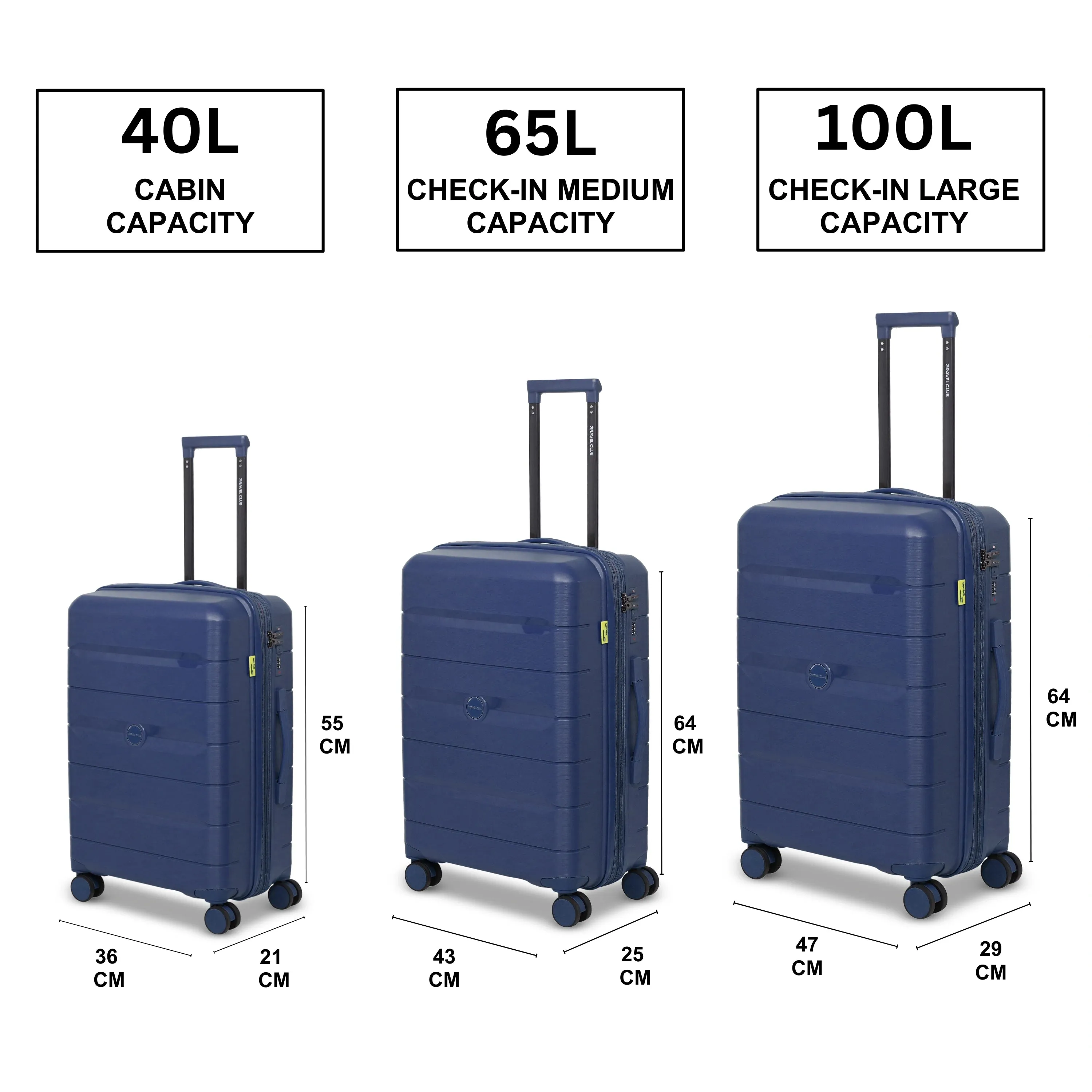 The Orlando Navy Blue - Unbreakable Expandable Luggage