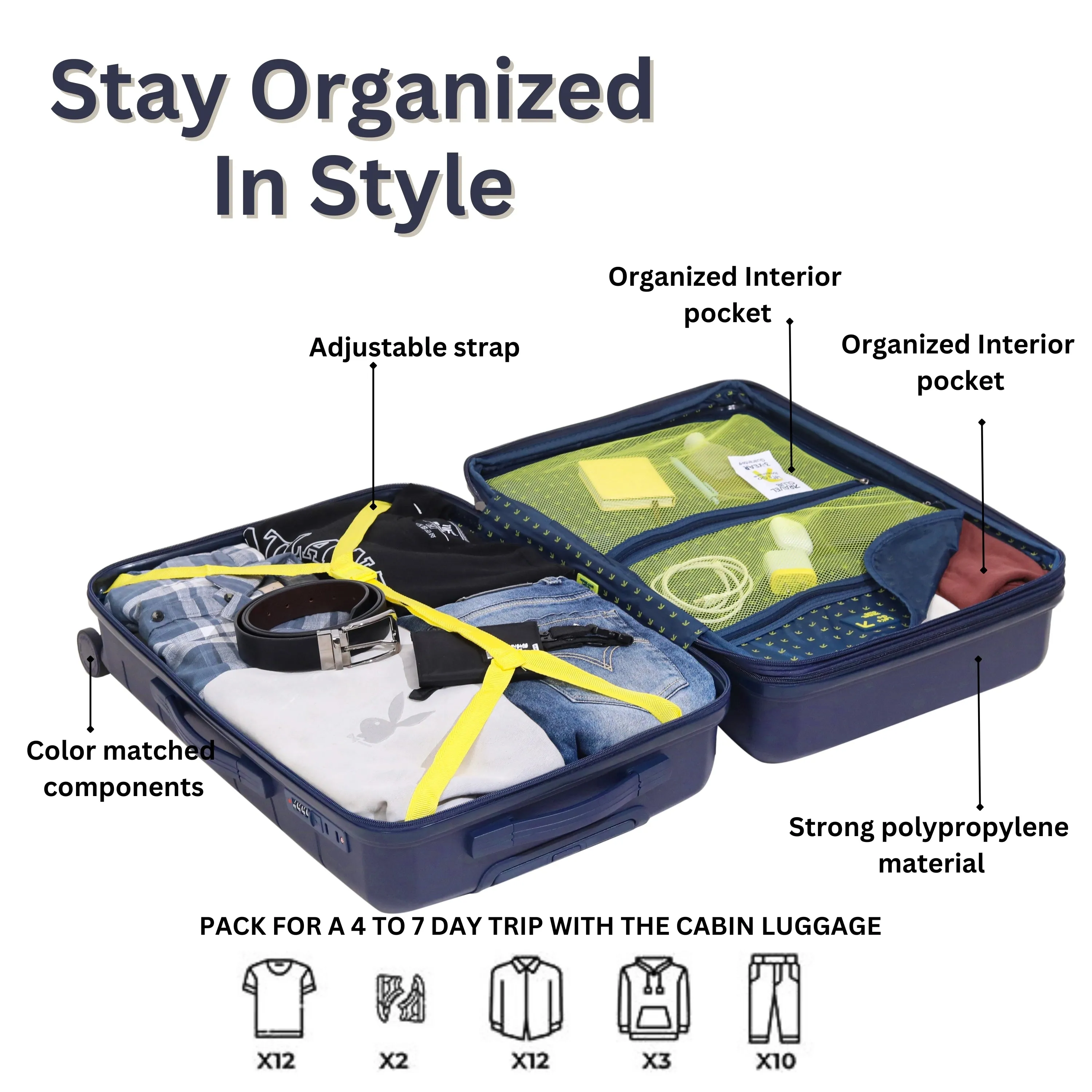 The Orlando Navy Blue - Unbreakable Expandable Luggage