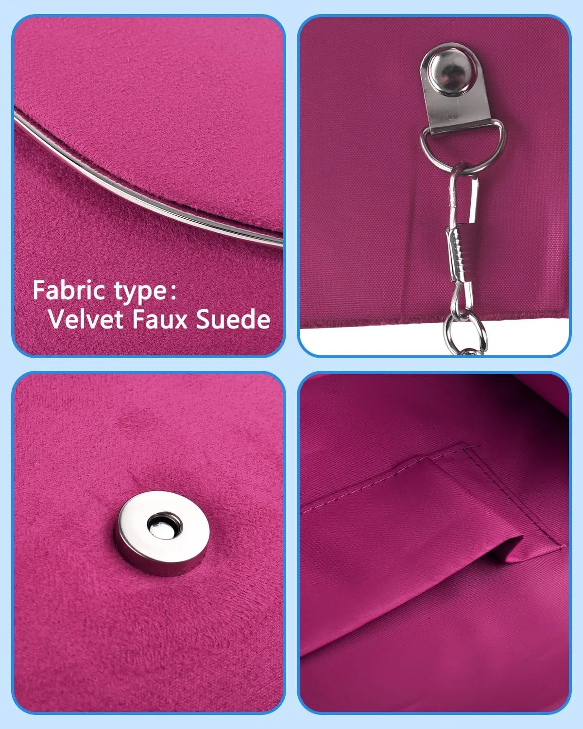 TINDTOP Clutch Purses for Women, Formal Evening Bags Suede Shoulder Envelope Party Handbags Wedding Cocktail Prom Clutches