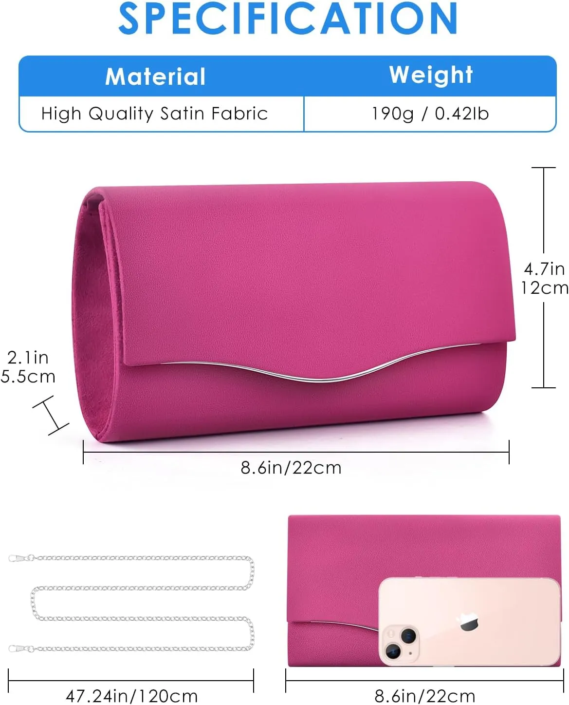 TINDTOP Clutch Purses for Women, Formal Evening Bags Suede Shoulder Envelope Party Handbags Wedding Cocktail Prom Clutches