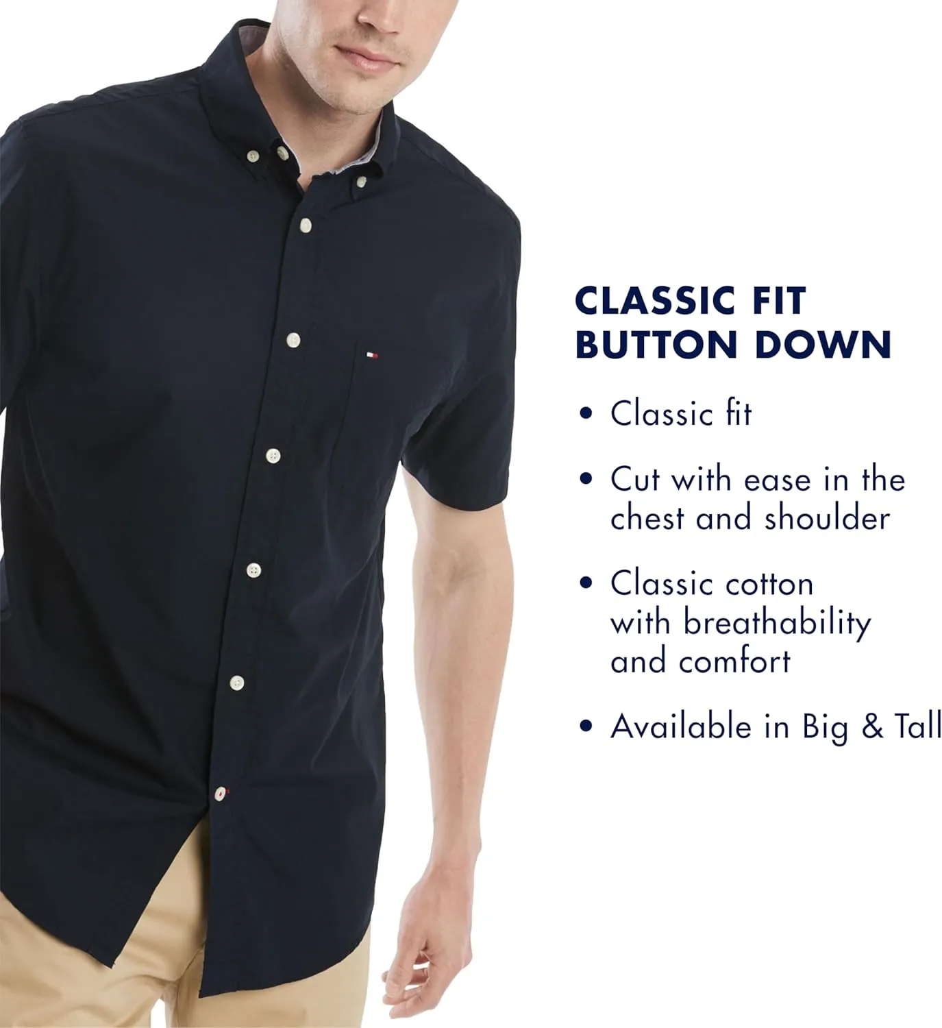 Tommy Hilfiger Men's Short Sleeve Casual Button Down Shirt in Classic Fit