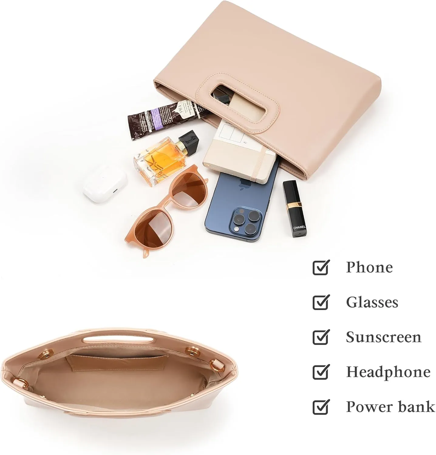 Top Handle Clutch Handbags for Women, Evening Handbag Shoulder Crossbody Purse with Gold Chain