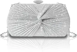 TOPALL Rhinestone Purse Sparkly Bag Silver Diamond Purses for Women Upgrade Evening Prom Rhinestone Handbag Hobo Bag
