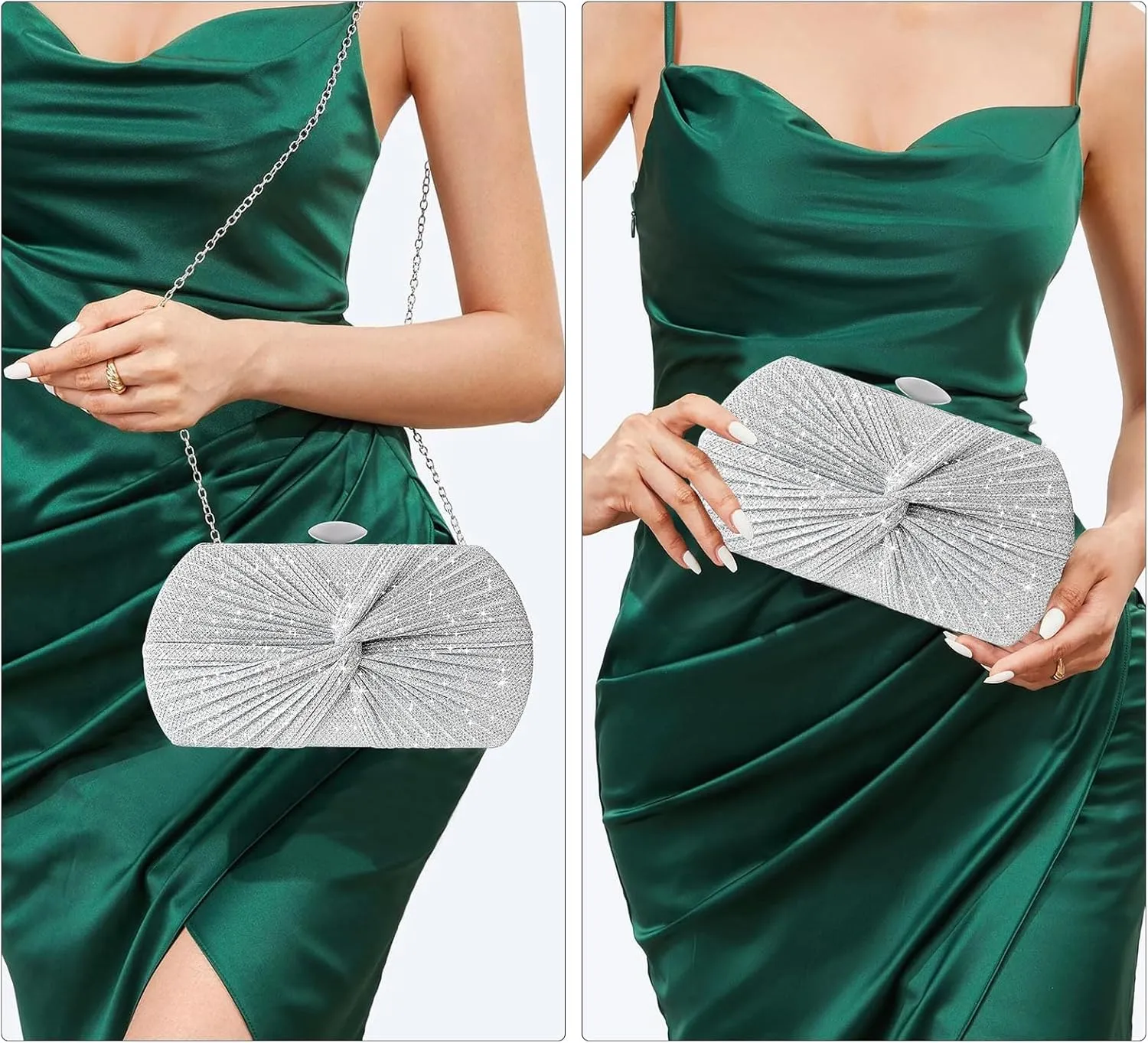 TOPALL Rhinestone Purse Sparkly Bag Silver Diamond Purses for Women Upgrade Evening Prom Rhinestone Handbag Hobo Bag