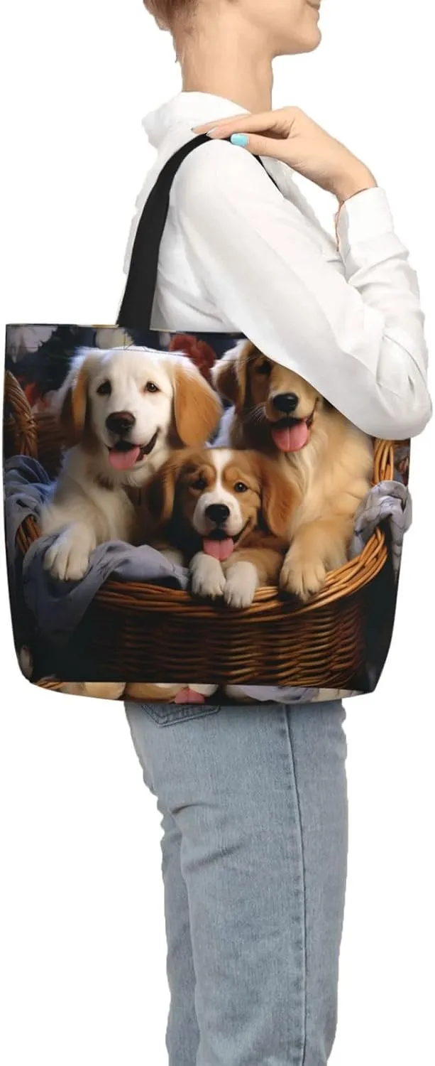 Tote Bag for Women Grocery Bag Reusable Shopping Bag Dolphin in the coral reef Handbag Foldable Shoulder Bag