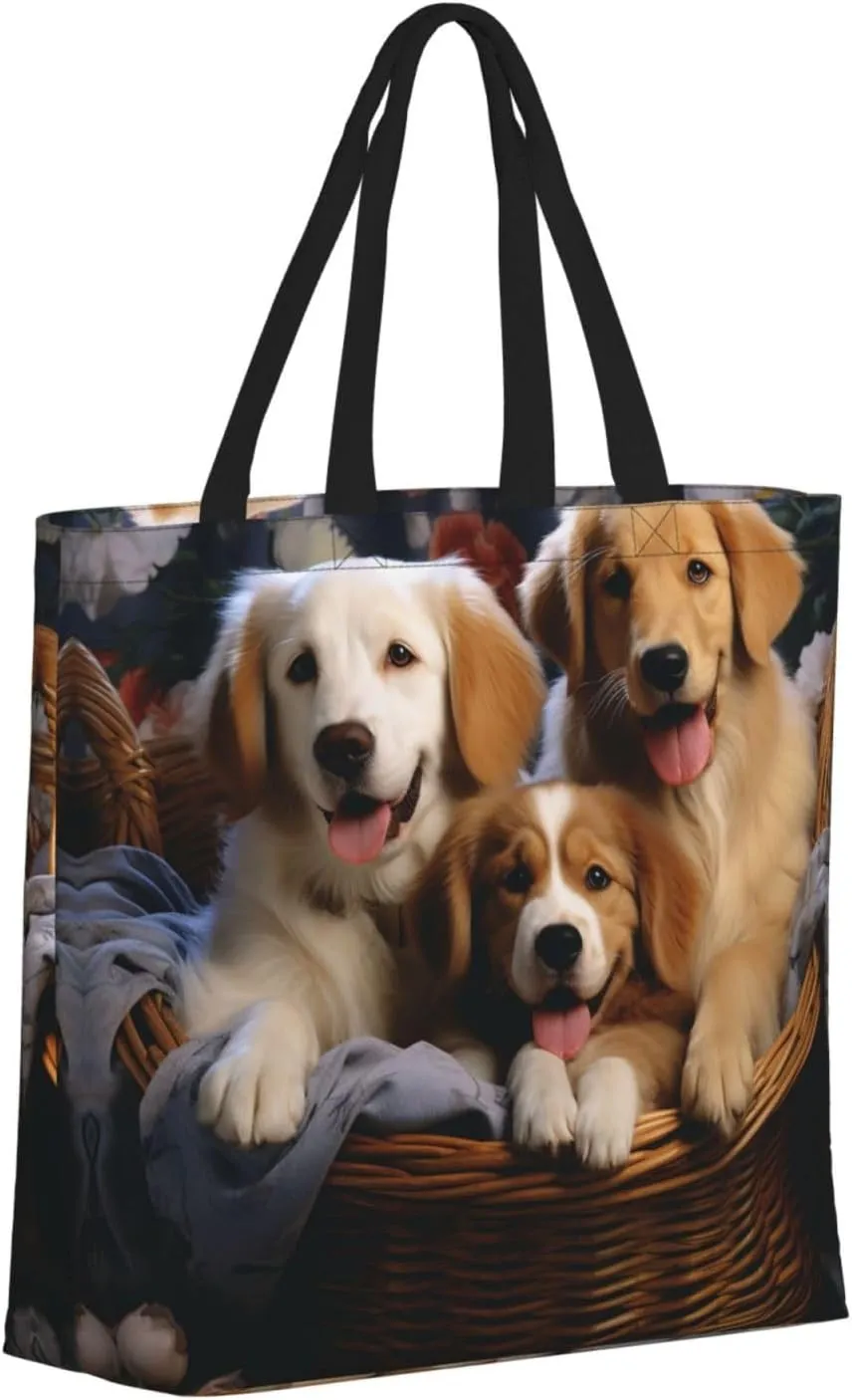Tote Bag for Women Grocery Bag Reusable Shopping Bag Dolphin in the coral reef Handbag Foldable Shoulder Bag