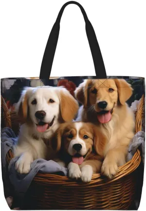 Tote Bag for Women Grocery Bag Reusable Shopping Bag Dolphin in the coral reef Handbag Foldable Shoulder Bag
