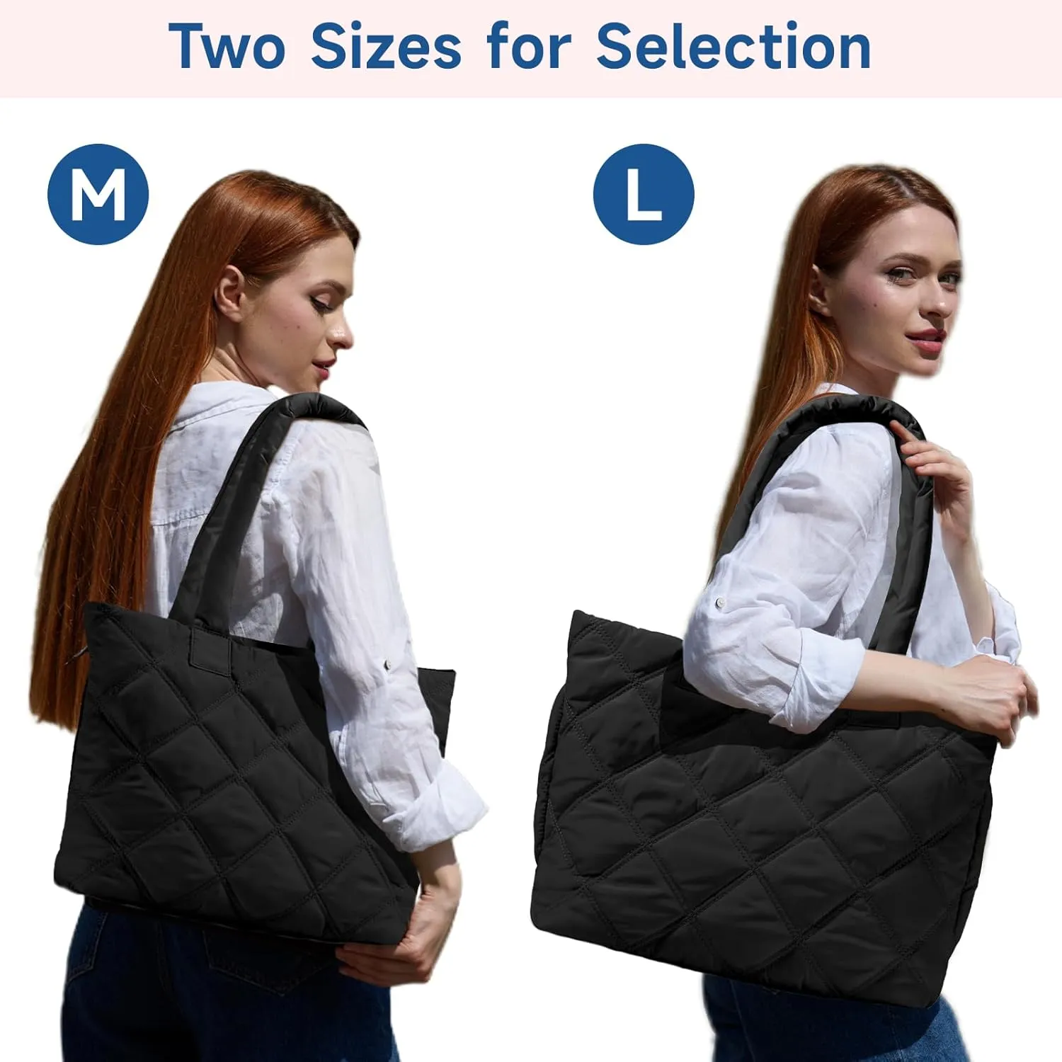Tote Bag for Women, Puffer Bag with 15.6 Inch Compartment and Multi Pocket for Travel, Work, Gym