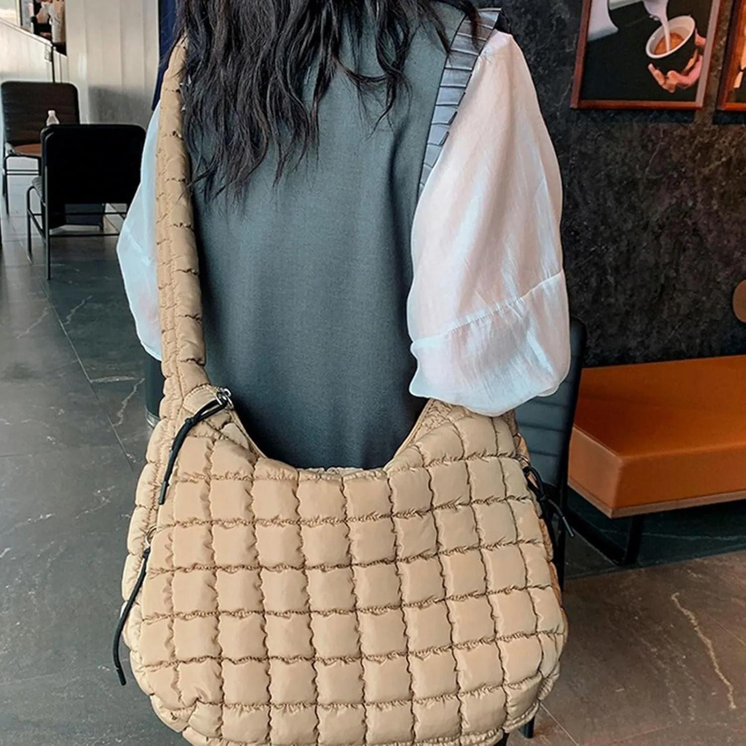 Tote Bag For Women Work Large Quilted Carryall Puffer Shoulder Bag Lightweight Quilted Padding Hobo Bag Quilted Bag