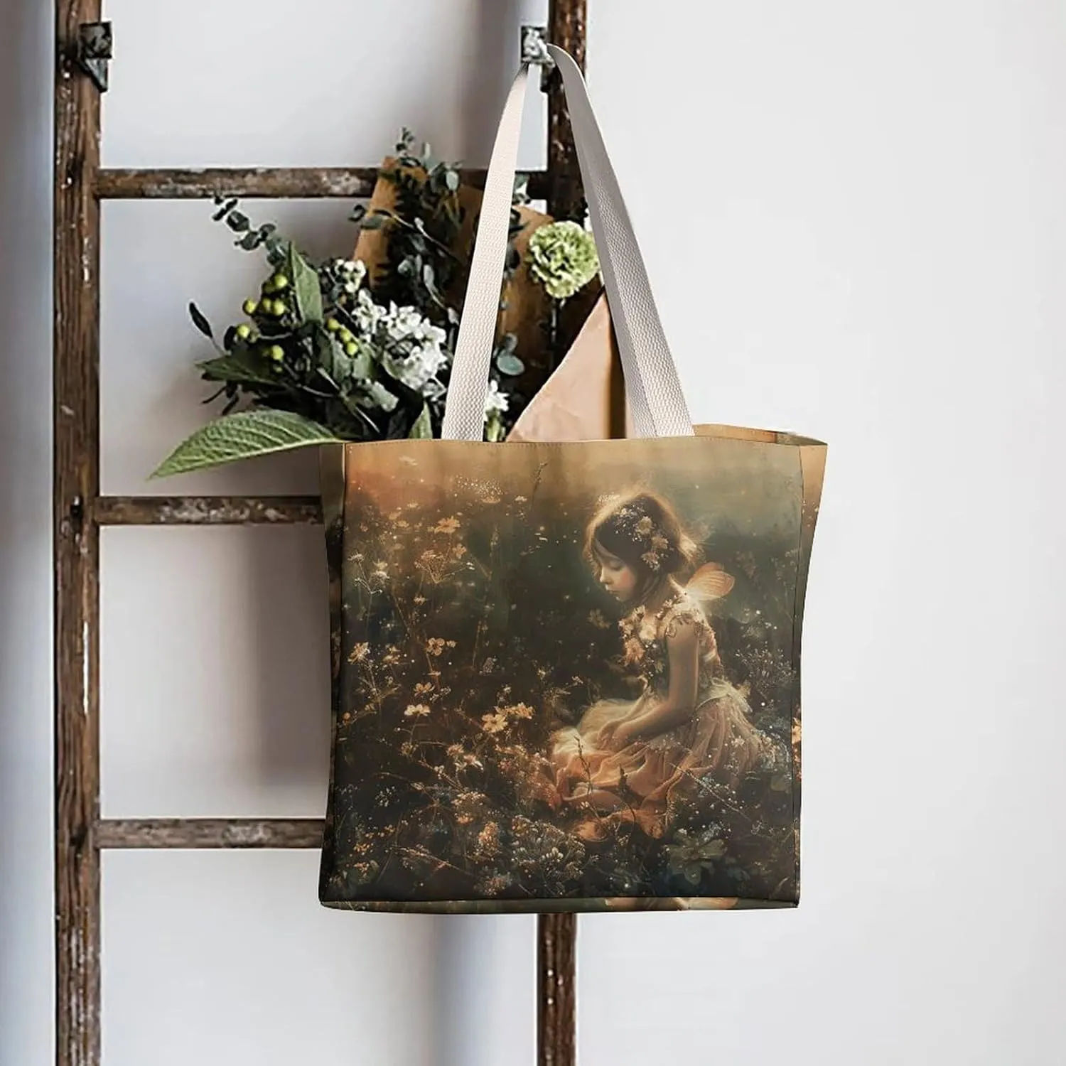 Tote Bag Laptop Handbag On Flowering Tree Grocery Bag Canvas Shoulder Bag Crossbody Bag for Travel