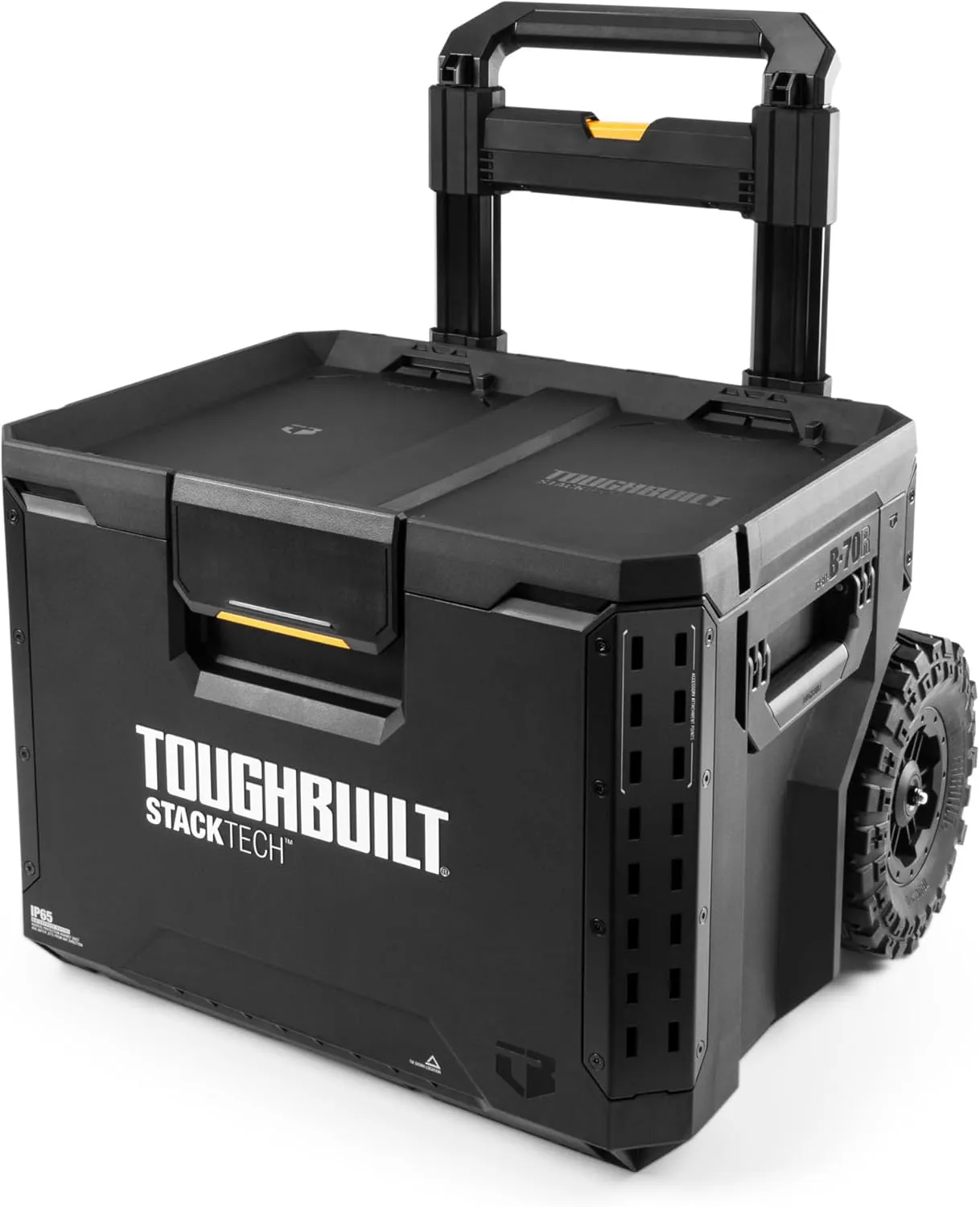 ToughBuilt Portable 2-in-1 Rolling Tool Box with Wheels & Stackable Design, Black
