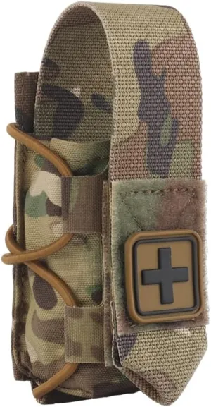 Tourniquet Pouch for SAM XT/CAT/SOF, with Hook Loop Flap for IFAK Quick Pull, or Remove Get Open-Top Elastic Drawstring, Durable Fabric MOLLE Holder Medical Pouch Fit Tactical Vests/Belts/Bag